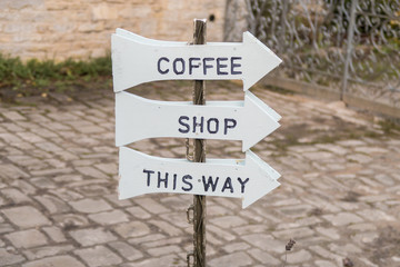 Sign for a coffee shop