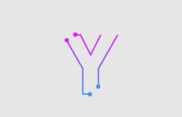 alphabet letter Y logo design with colors pink and blue