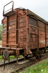 Vienna, Austria-September 06,2012:.old  rusty wagon with graffiti standing abandoned on in track
