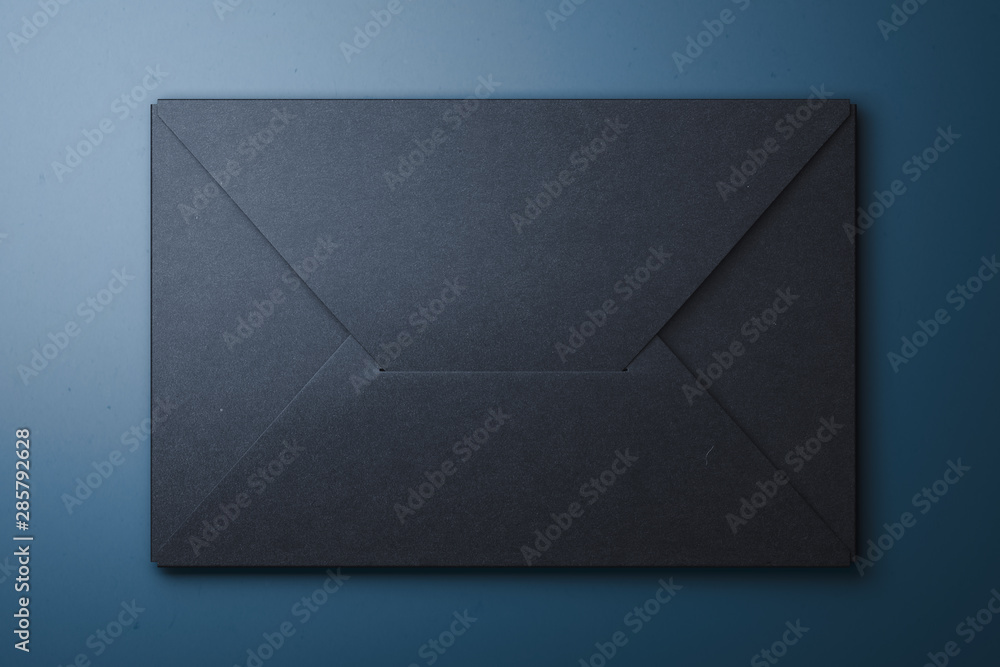 Poster black matte blank envelope. 3d rendering. copy space. empty space.