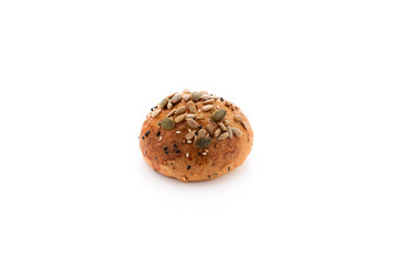 bread toast with multi seed on isolated white background