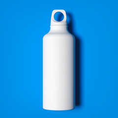 Bottle for water isolated on blue background. 3d rendering. Minimalism. reuse