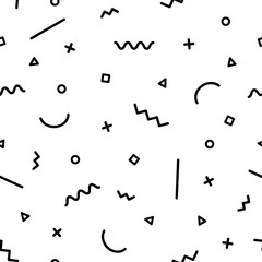 Geometric vector seamless pattern. Hipster fashion Memphis style. Geometric background in retro 80s style