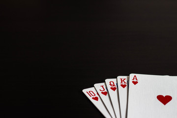 Obraz premium Poker. Escalera real. Mano de póquer.