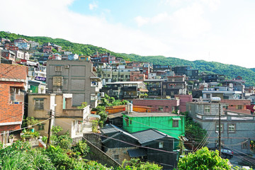 New Taipei City , Taiwan - July 28 , 2019 : View of Jiufen village in New taipei.