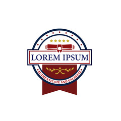 Education logo template with scroll ribbon