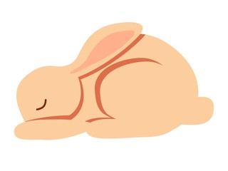 Cute little hare sleeping. Simple cartoon character isolated on white background. Flat vetor illustration. © Alisa