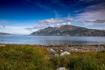 Landscape with mountains and clouds in Northern Norway
