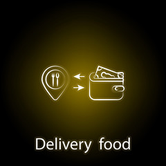 fast food delivery line neon icon. Element of food illustration icon. Signs and symbols can be used for web, logo, mobile app, UI, UX
