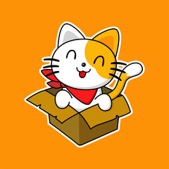 Cute cat in the box