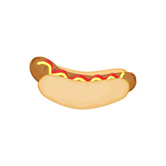 Delicious hot dog with ketchup and mustard
