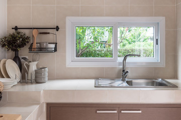 Fototapeta na wymiar modern sink in modern kitchen room