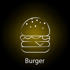 fast food burger line neon icon. Element of food illustration icon. Signs and symbols can be used for web, logo, mobile app, UI, UX