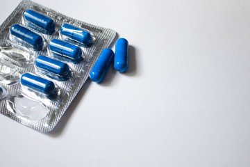 Capsules medicine on a white background
