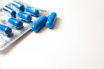Capsules medicine on a white background