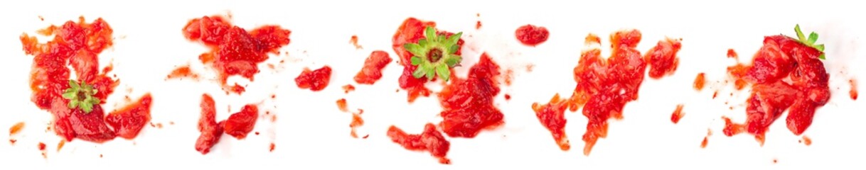 Smashed strawberry isolated on white