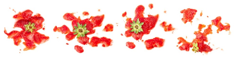 Smashed strawberry isolated on white