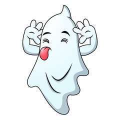 Cartoon funny ghost showing tongue out