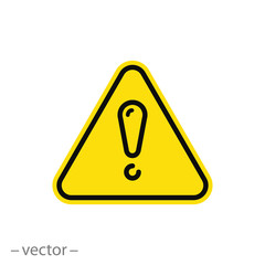 yellow warn icon, danger or warning sign, important, thin line web symbol on white background - editable stroke vector illustration eps10