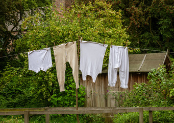 Victorian underwear hanging on the washing line.