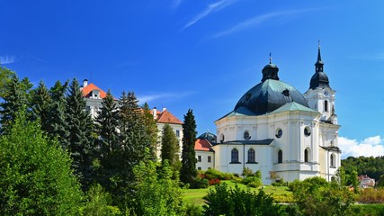 Beautiful old church in Krtiny. Czech Republic. (Names of the Virgin Mary)