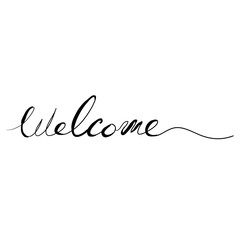 welcome lettering sign with doodle handdrawing style