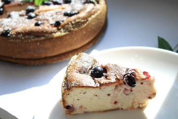 Pieces of pie on a white plate