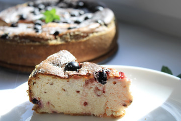 Pieces of pie on a white plate