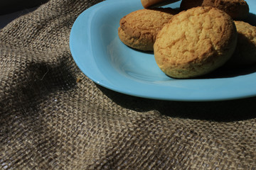 Cookies on a plate on a cloth