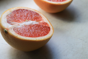 Grapefruit is cut in half