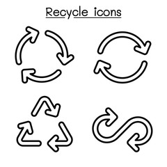 Recycle icon set in outline style