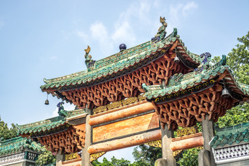Fototapeta premium Chinese traditional architecture at Zhongshan park. Foshan city, Guangdon province, China