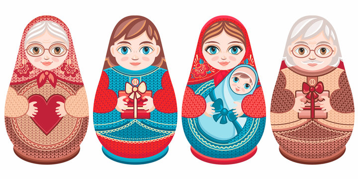 Russian nesting dolls Matryoshka. Babushka doll