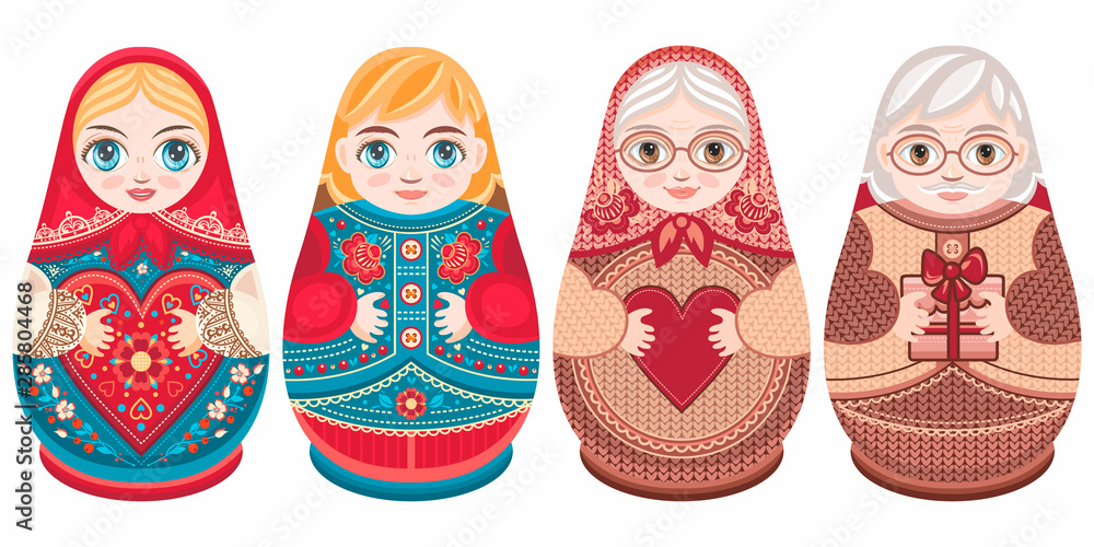 Wall mural Russian nesting dolls Matryoshka. Babushka doll