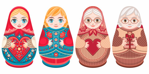 Russian nesting dolls Matryoshka. Babushka doll