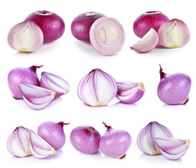 Red onion and isolated on white background