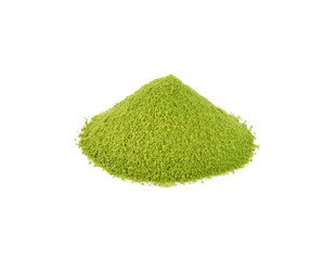 Powdered matcha green tea, isolated on white