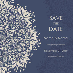 Wedding  Invitation  save the date card baroque style. Size: 7