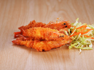 Japanese Cuisine - Tempura Shrimps (Deep Fried Shrimps) with Veg