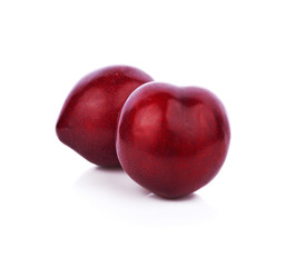 Fresh plum is isolated on white background.