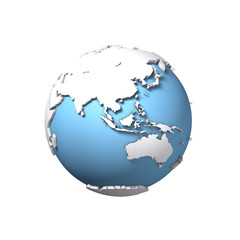 3Dレンダリングによる青と白の地球