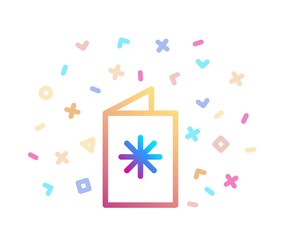 Christmas greeting card surrounded by festive decor. Vector icon