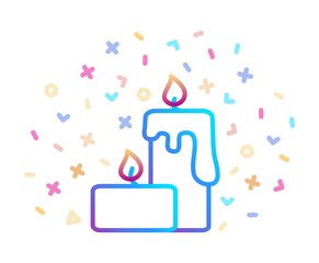 Colored Christmas candles surrounded by festive decor. Vector icon