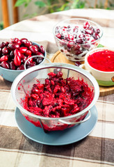 Cook  jam, confiture   from dogwood berries