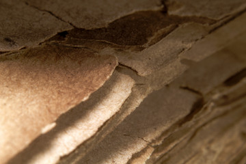 Macro shot old vintage book papers edge shape and texture