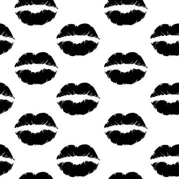 Valentines seamless pattern vector illustration, Lips, beauty