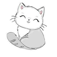 Hand Drawn Cute cat vector illustration. Children's design poster
