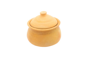 clay pot with lid isolate on white background