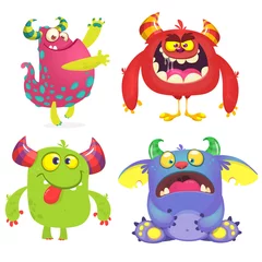 Fotobehang Funny cartoon monsters set. Halloween vector illustration © drawkman