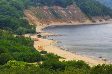 View of the cliffs and a beautiful cove on the Baltic Sea.